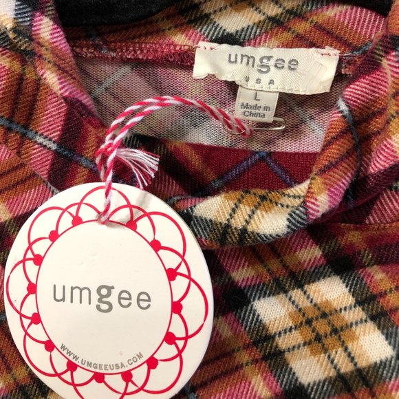 NWT UMgee L TARTAN plaid mock neck knit pullover - Picture 4 of 7
